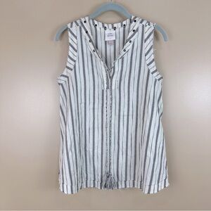 Knox Rose Striped Tassel Sleeveless Grommet Cotton Blouse Top Small Lagenlook